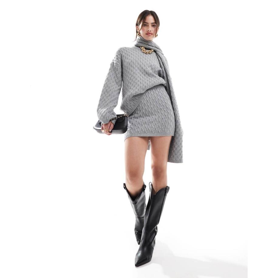 4th & Reckless Kabelgebreide minirok in grijs, deel van co-ord set Grijs