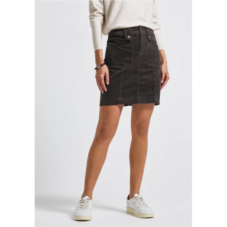 Street One Fijne ribfluwelen rok Bruin