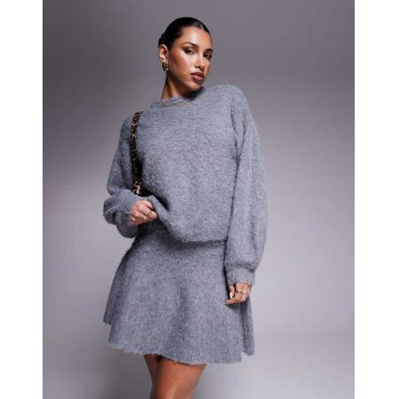 In The Style x Natalya Wright Exclusive Zachte gebreide rok in antracietgrijs, deel van co-ord set