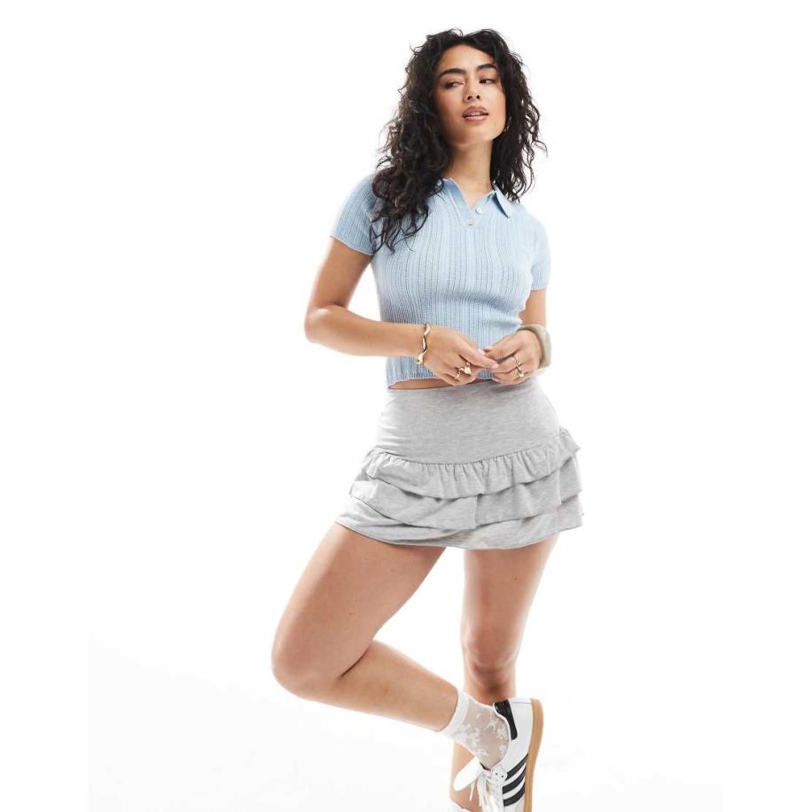Miss Selfridge Mini rokje van jersey met ruches in gemêleerd grijs Grijs