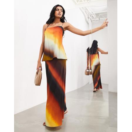 ASOS EDITION Schuingesneden maxi rok met ombre strepen in zonsondergangkleuren, deel van co-ord set-Veelkleurig