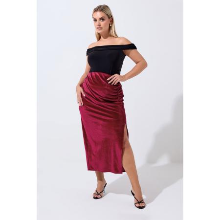 Limited Collection Curve Burgundy Red Velvet Gerimpelde Midirok Size 58-60