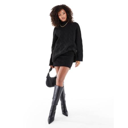 Pretty Lavish Mini rok met kabels in zwart, deel van co-ord set