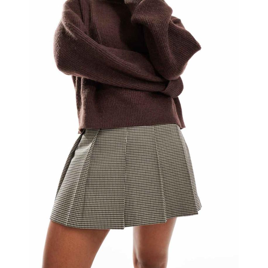 Miss Selfridge Geplooide mini kilt rok in micro ruit-Veelkleurig Multicolor