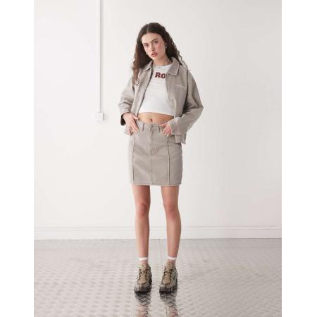 Obey Serene Denim midirok in vervaagd beige-Neutraal