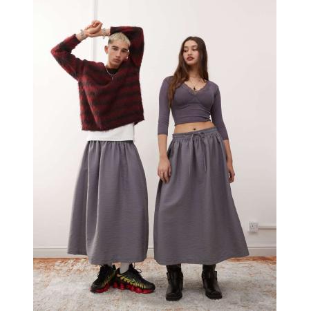 Reclaimed Vintage Uniseks nylon rok in antraciet-Grijs