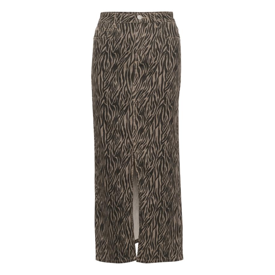 Kaffe Kaffe Rok Leondra beige / ombergrijs Bruin