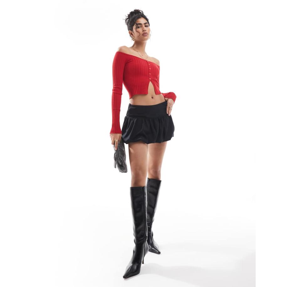 Hollister Rok met pofzoom en lage taille in zwart Zwart