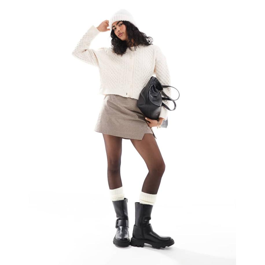 ASOS DESIGN Elegant geruit mini-rokje met overslag-Veelkleurig Multicolor