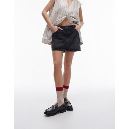 Topshop Korte denim mini rok in zwart met wassing