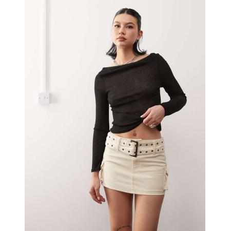 Princess Polly Cargo mini rok met riem met oogjes in beige-Neutraal