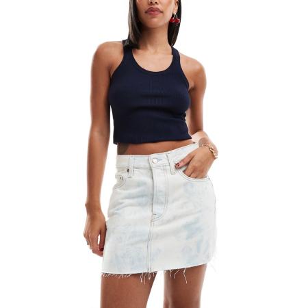 Levi's Icon Vintage denim rok in bleekblauw