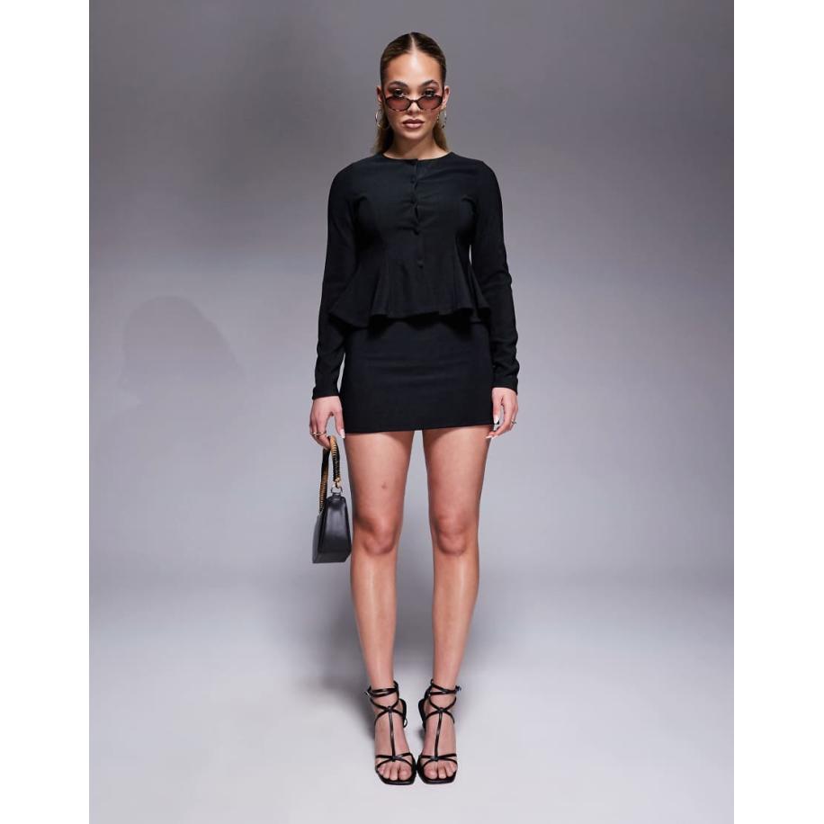 ASOS DESIGN Micro mini rok met lage taille in zwart, deel van co-ord set Zwart