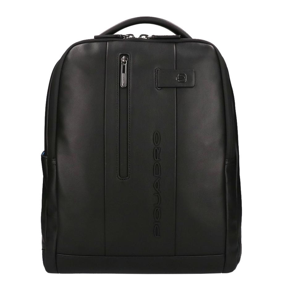 Piquadro Urban Leather Computer Backpack 14 black Zwart
