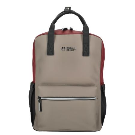 Enrico Benetti Bergen Waterproof Laptop Backpack 17 taupe-burgundy