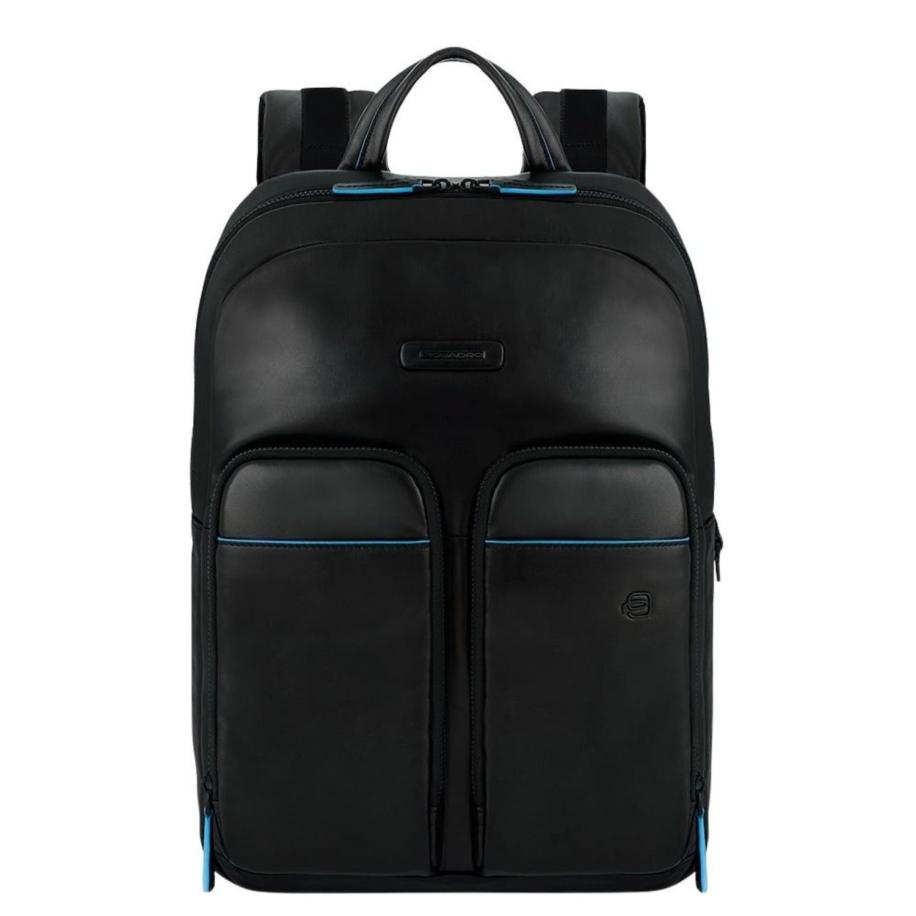 Piquadro Blue Square Revamp Pockets Laptop Backpack 13.3 black Zwart