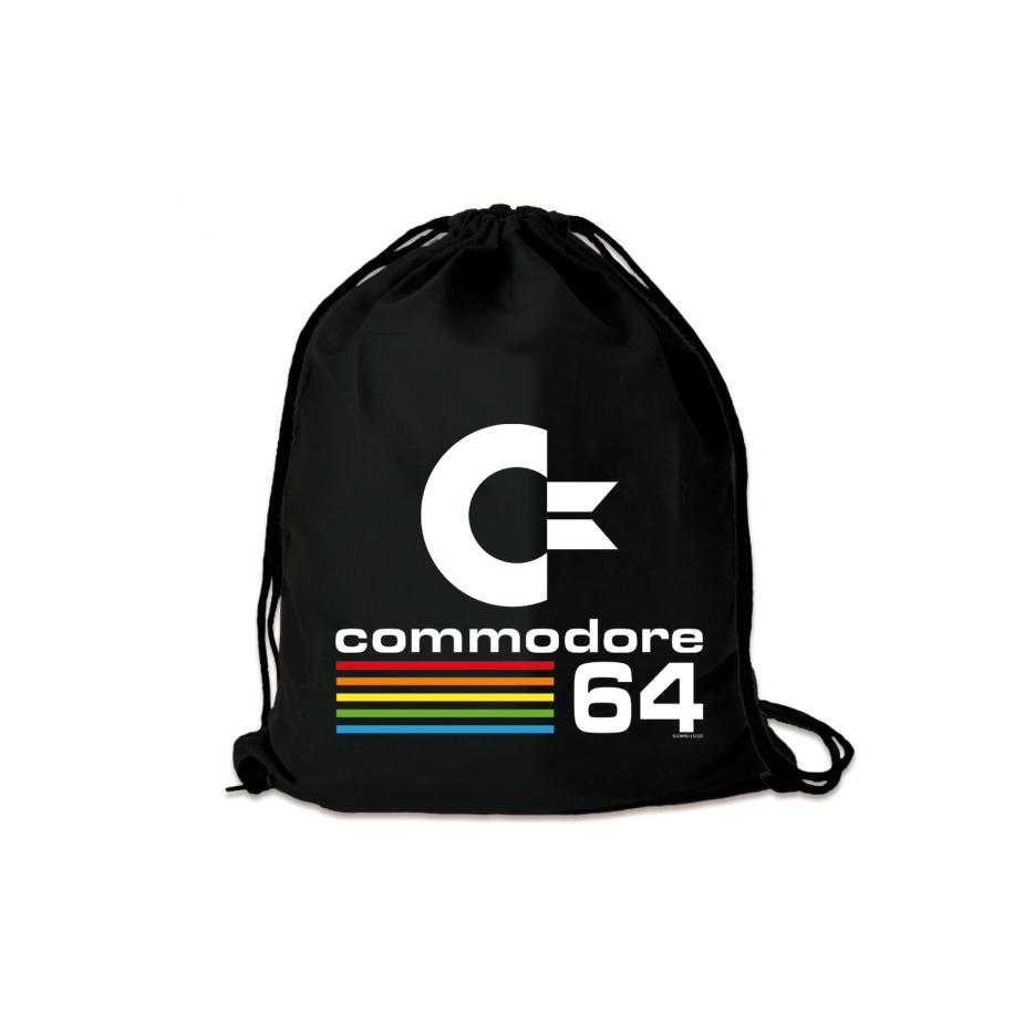 LOGOSHIRT Gymtas Commodore 64 Logo zwart Zwart