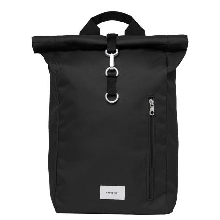 Sandqvist Ground Rolltop Backpack L black with black webbing