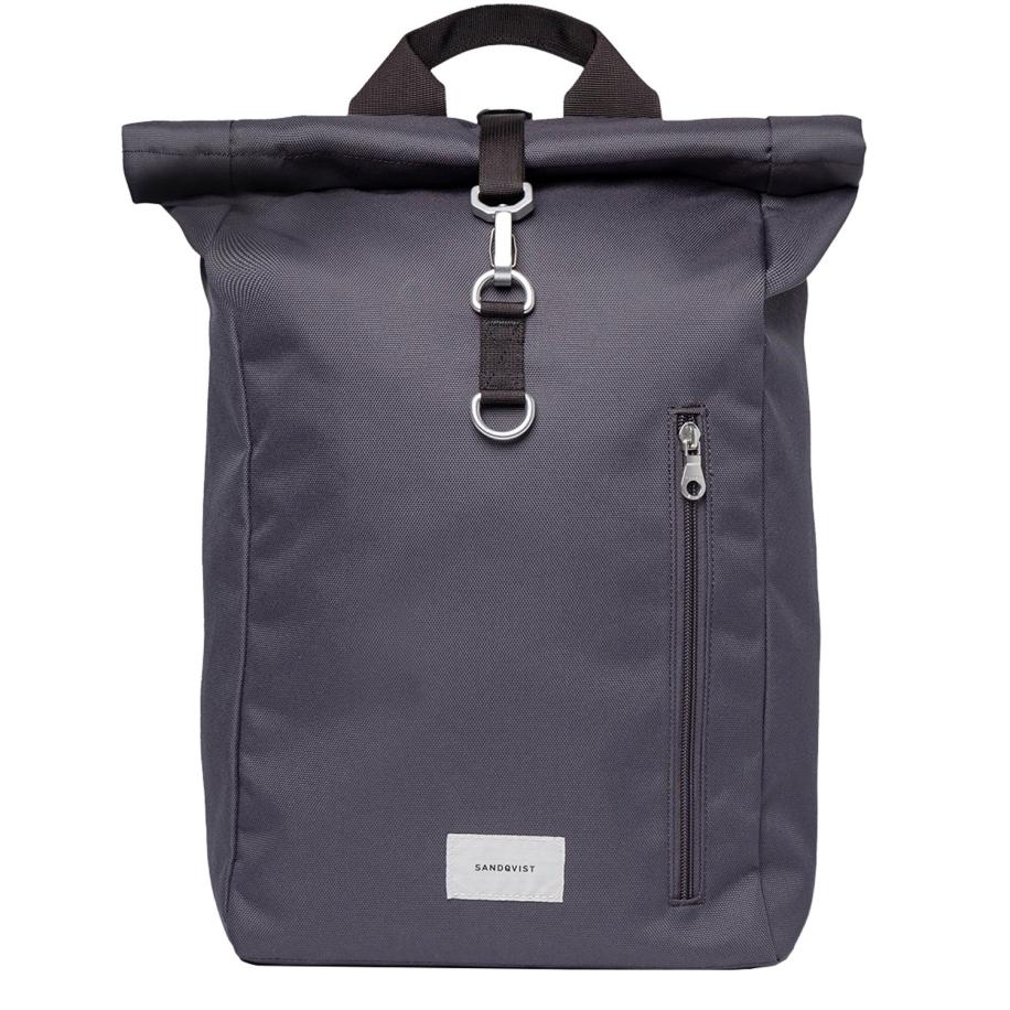 Sandqvist Ground Rolltop Backpack L asphalt with black webbing Zwart