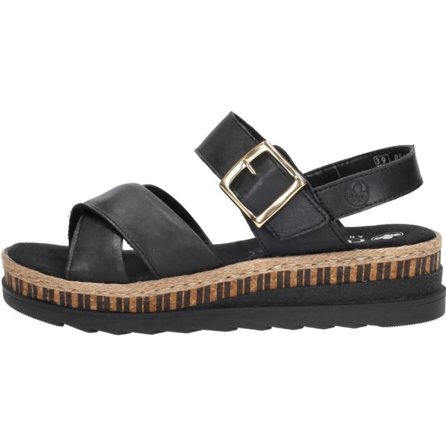 Rieker - Sandalen Plat Zwart
