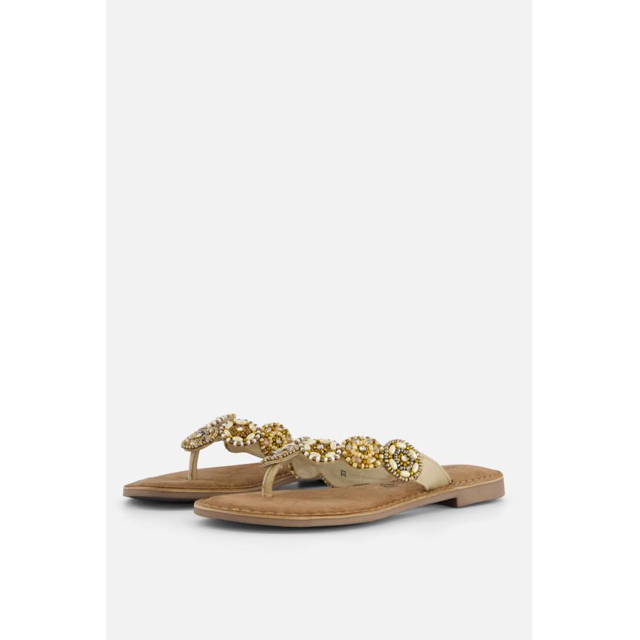 Lazamani Slippers beige Leer Bruin