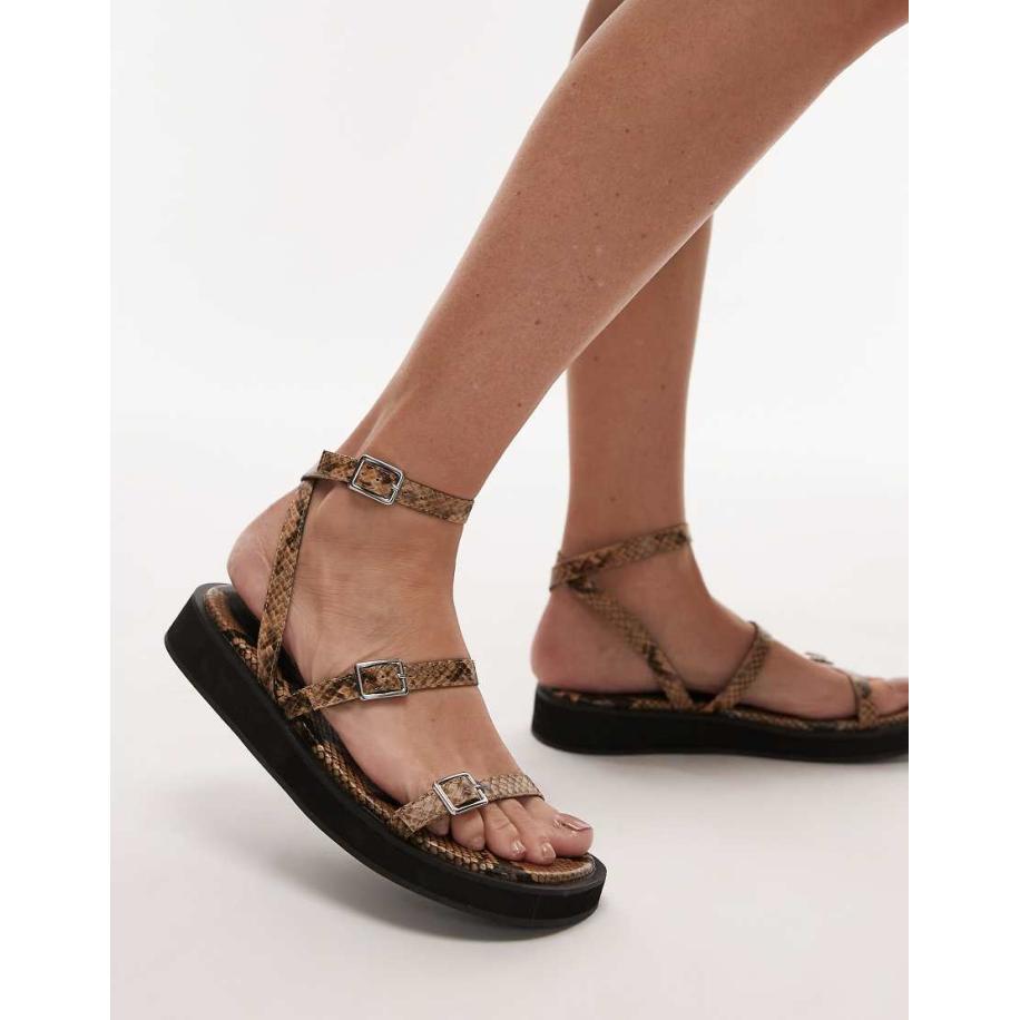 Topshop Jake Sandalen met gesp in slangenprint-Veelkleurig Multicolor