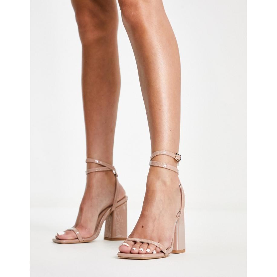 London Rebel Sandalen van lakleer met blokhak in beige-Neutraal Multicolor