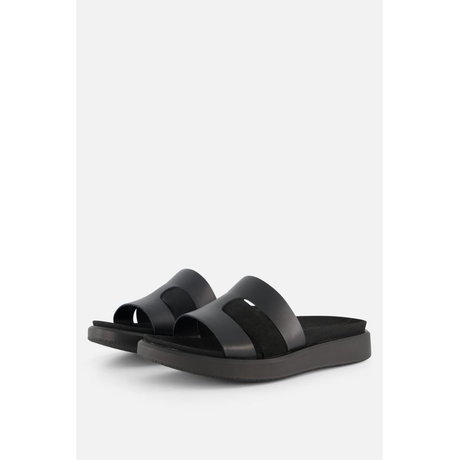 Ecco Flowt Slippers zwart Leer Zwart