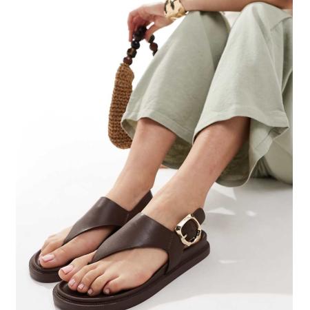 London Rebel Teensandalen met brede pasvorm en voetbed in lichtbruin