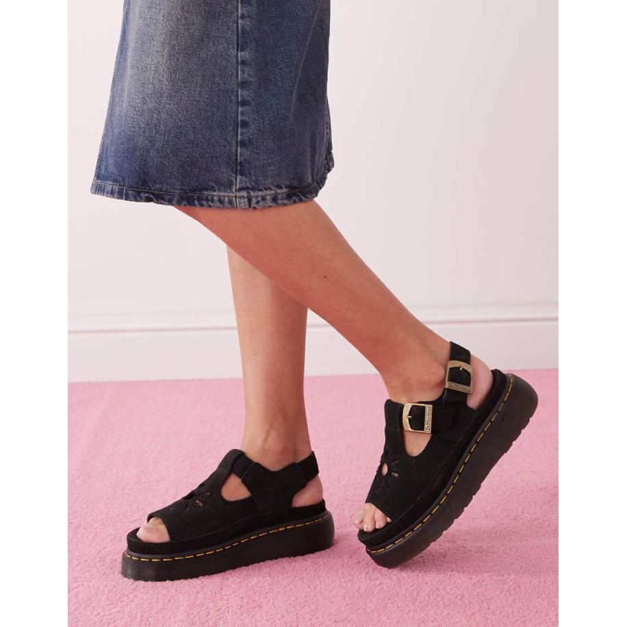 Dr Martens Dunnet Sandalen met bloemvorm in zwart Zwart