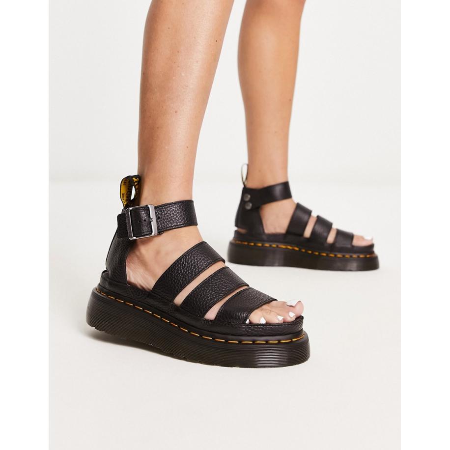 Dr Martens Clarissa II quad Sandalen dikke zool in zwart-Black Zwart