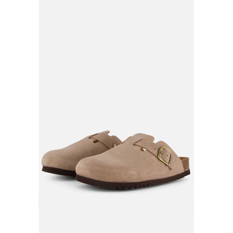 Scholl Fae Clog Slippers beige Suede Bruin