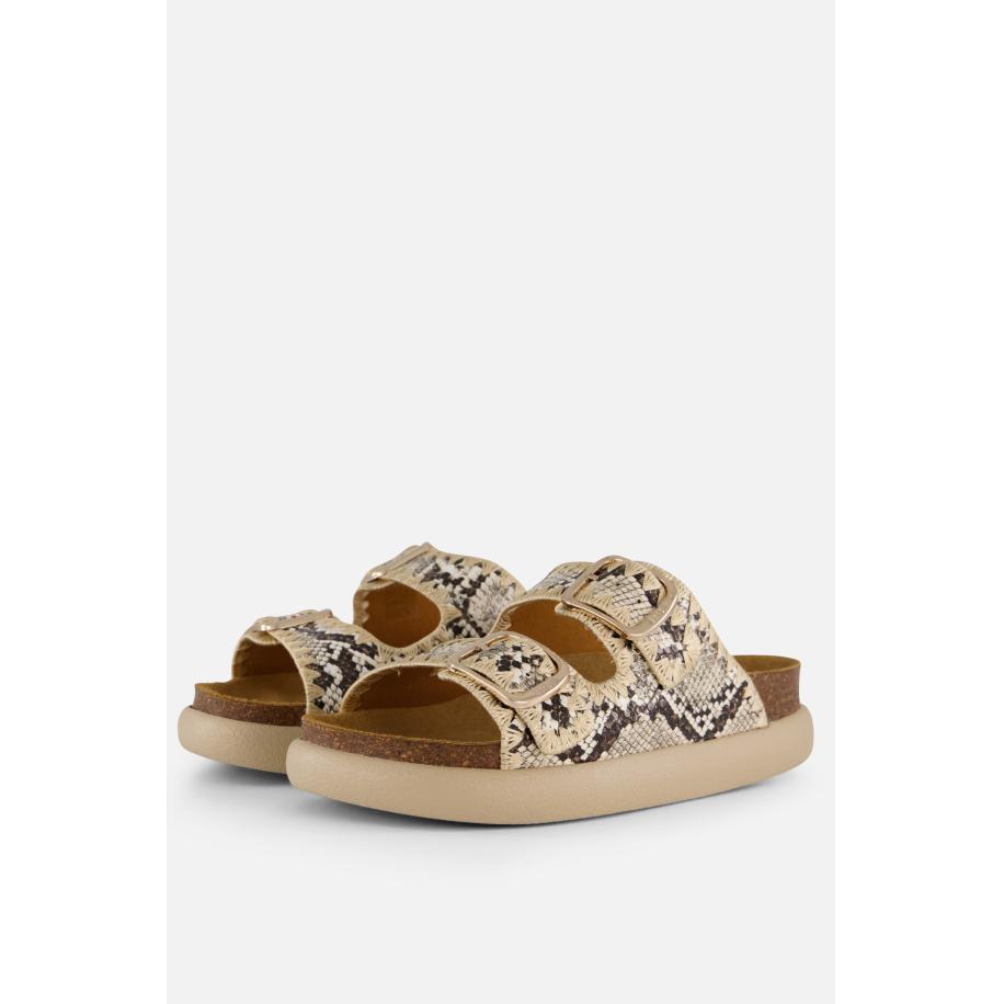 Scholl Noelle Python Slippers beige Synthetisch Bruin