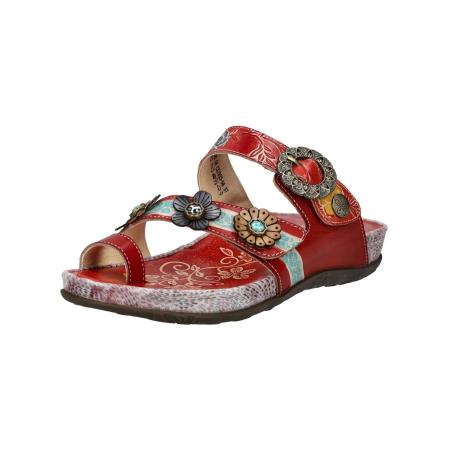 Laura Vita Laura Vita Muiltjes turquoise / oranje / karmijnrood / natuurwit