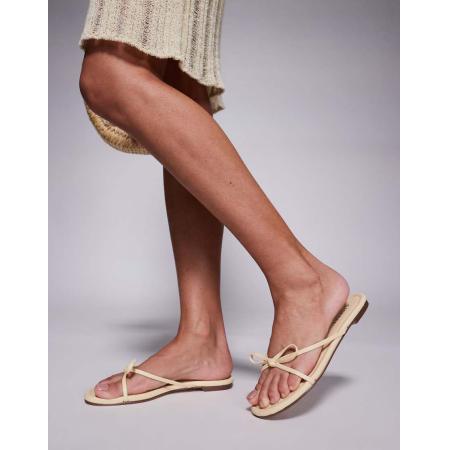 Simmi London Char Platte sandalen met strikje in pastelgeel