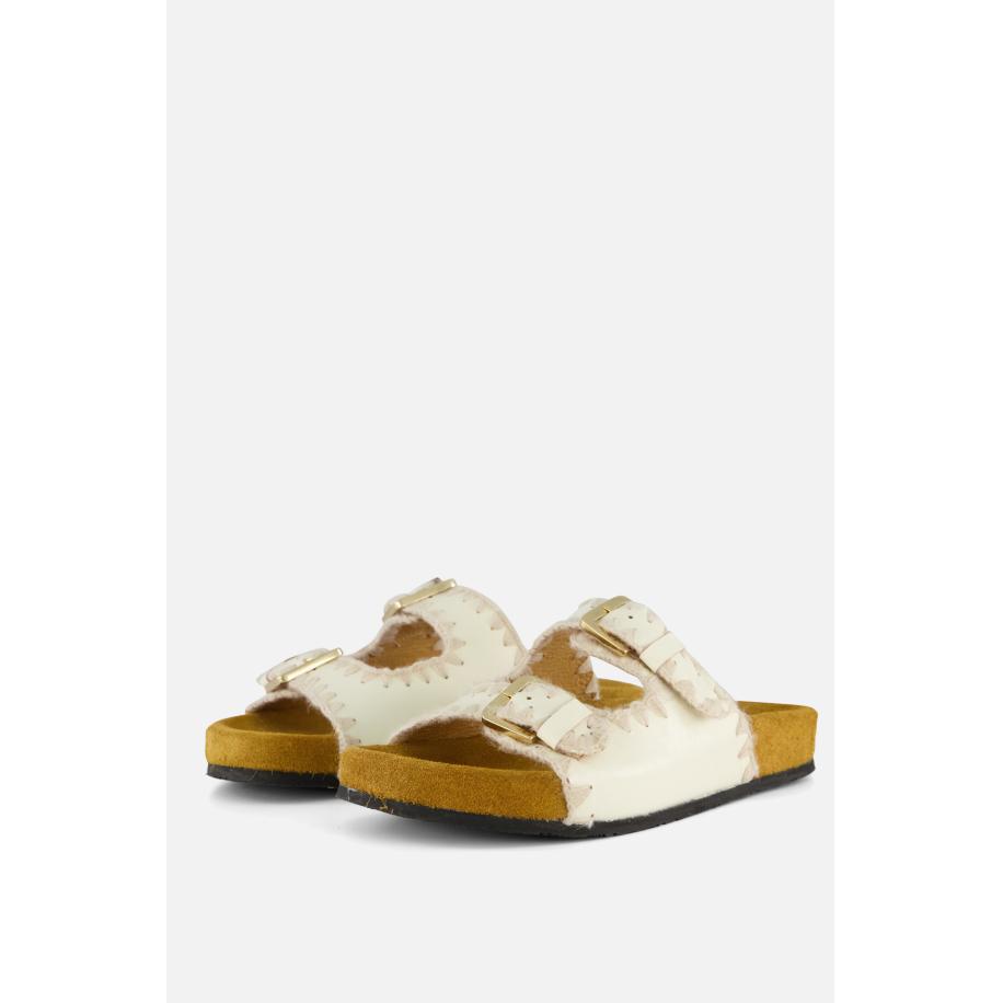 Aqa Slippers beige Textiel Bruin
