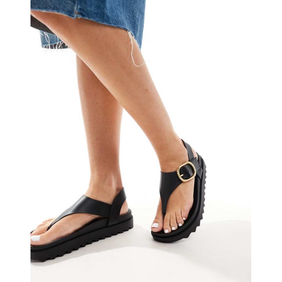 Stradivarius Teensandalen met gespdetail in zwart Zwart