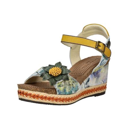 Laura Vita Laura Vita Sandalen met riem blauw / lichtblauw / geel / groen