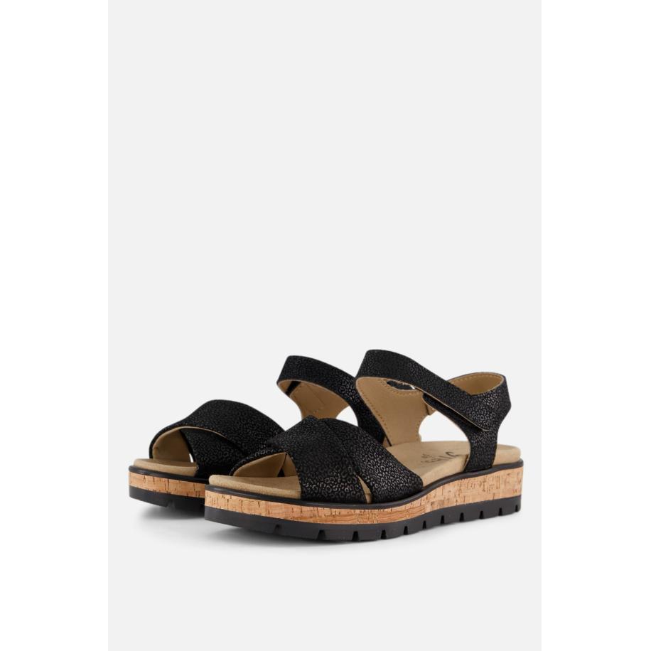 Feyn Mia01 Sandalen zwart Leer Zwart