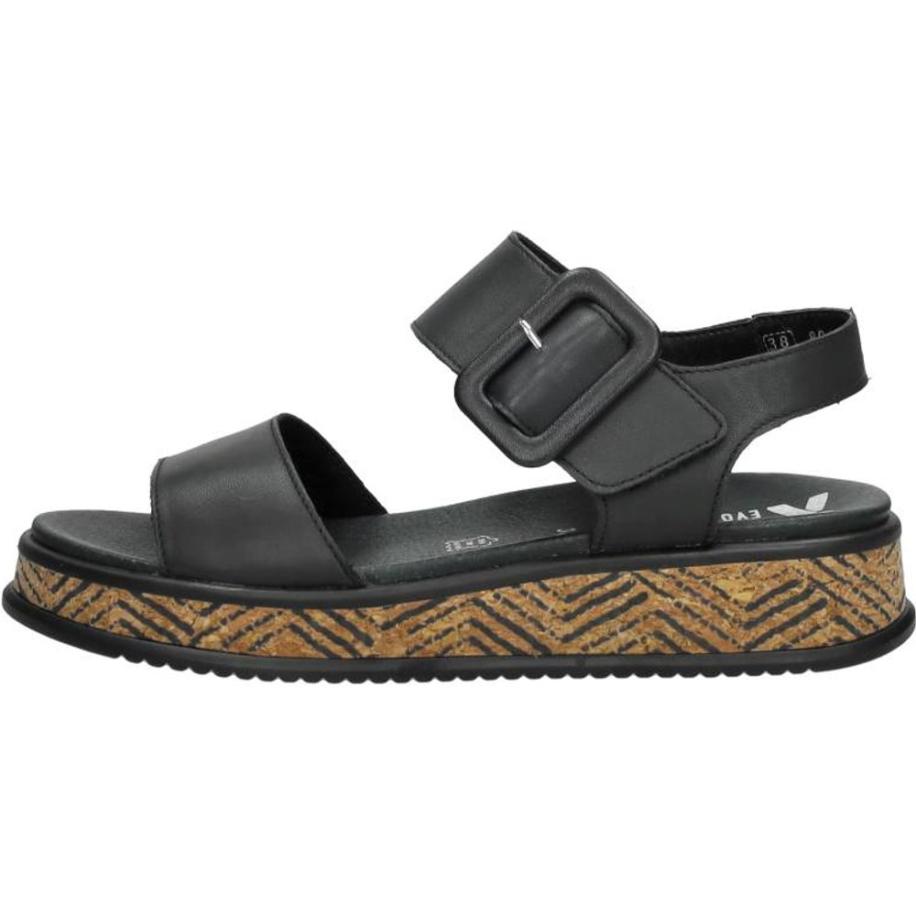Rieker - Sandalen Plat Zwart