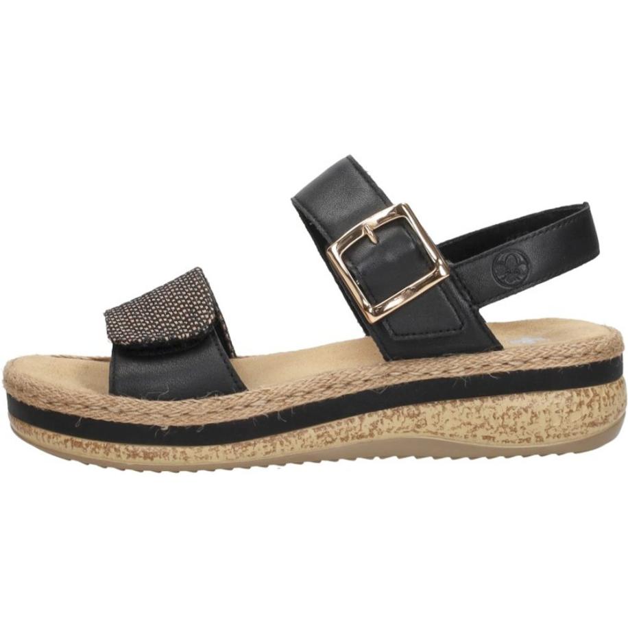 Rieker - Sandalen Plat Zwart