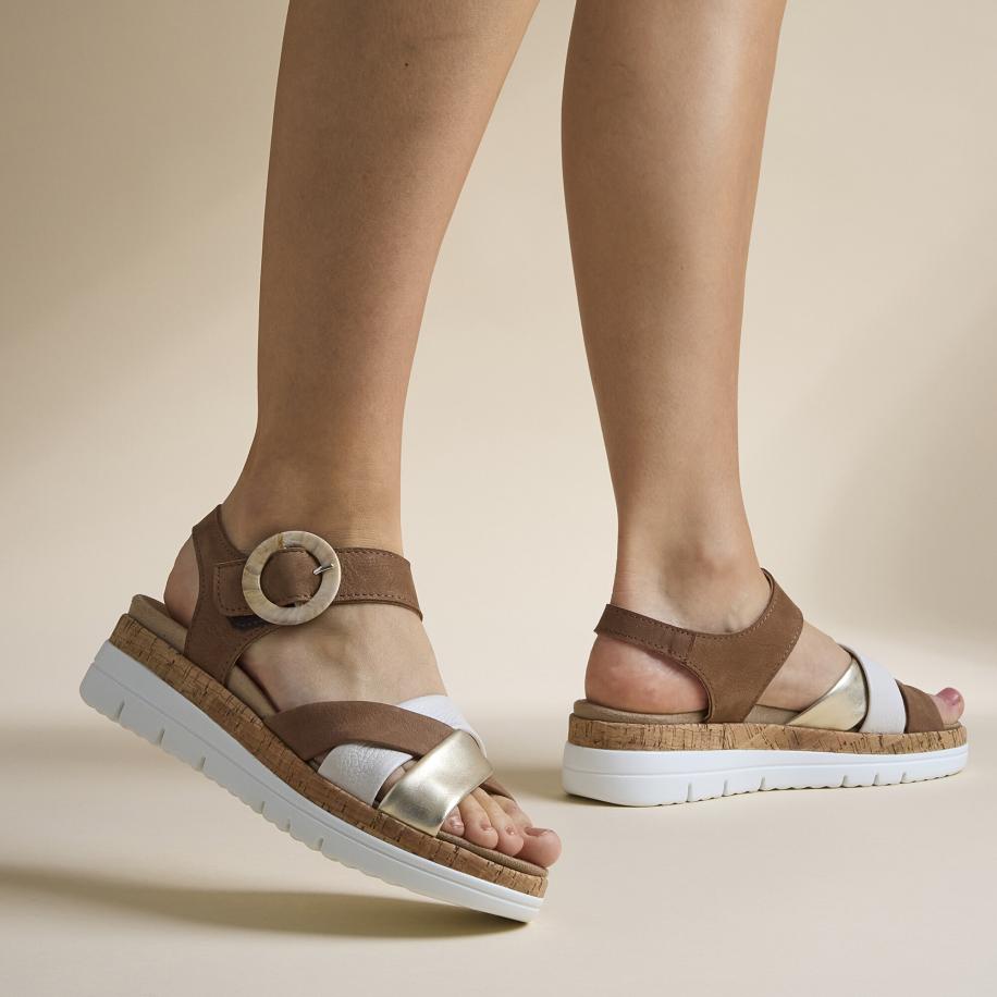 Feyn Sandalen cognac Nubuck Bruin