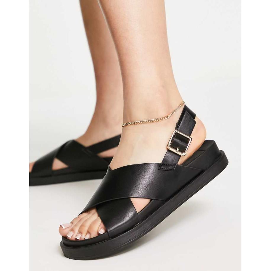Only Sandalen met gekruiste voorkant in zwart Zwart