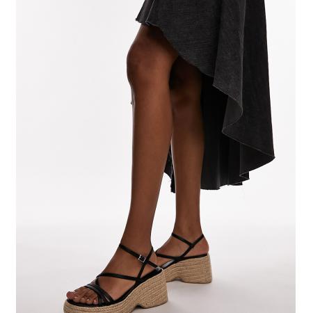 Topshop Jess Espadrilles met wijde pasvorm en sleehak in zwart