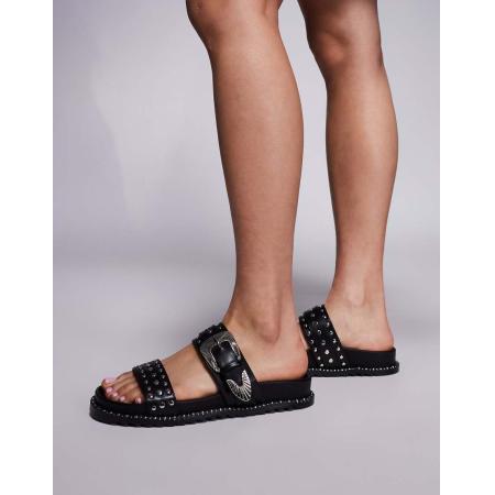 Azalea Wang Pallas Sandalen met studs en gespen in zwart