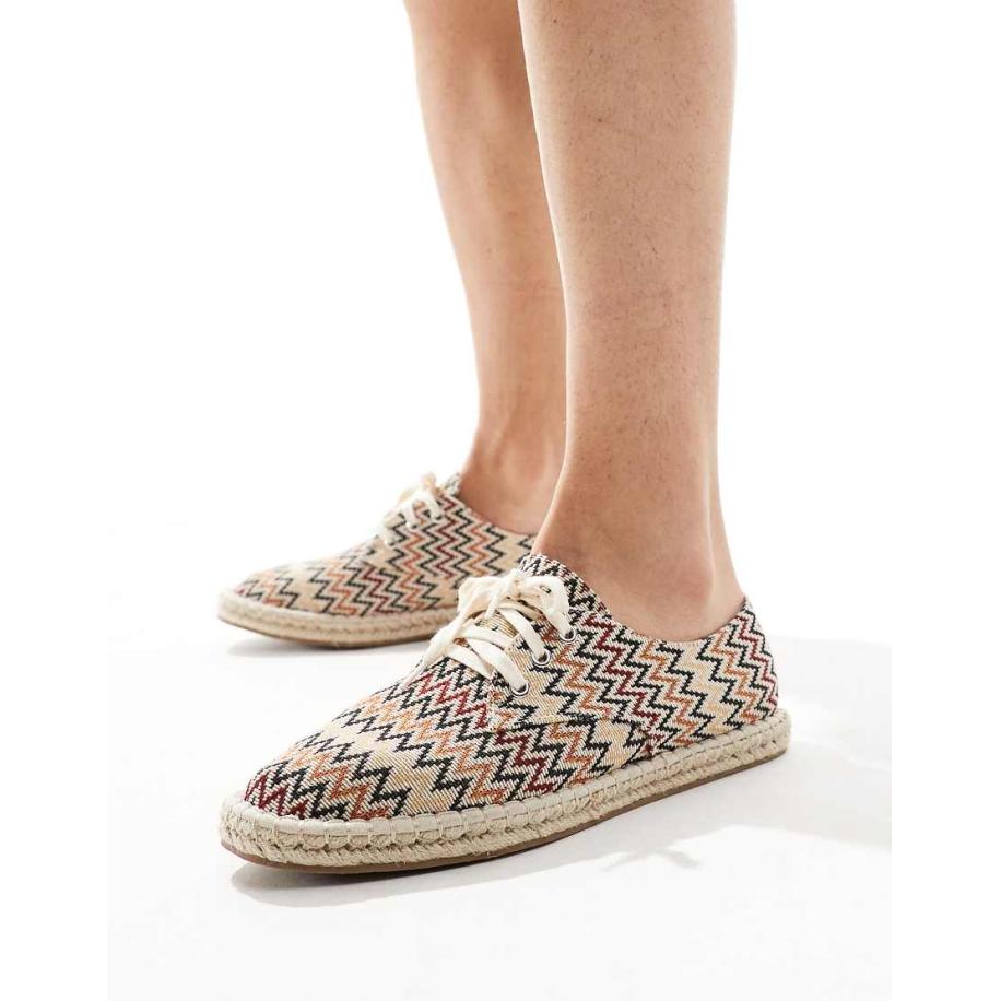 ASOS Design - Espadrilles van canvas met veters met print-Veelkleurig Multicolor