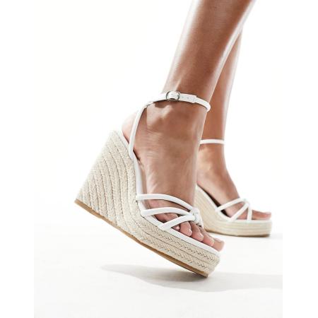 Glamorous Espadrille-sandalen met sleehak in wit