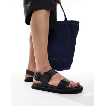 ASOS DESIGN - Sandalen met twee bandjes in zwart