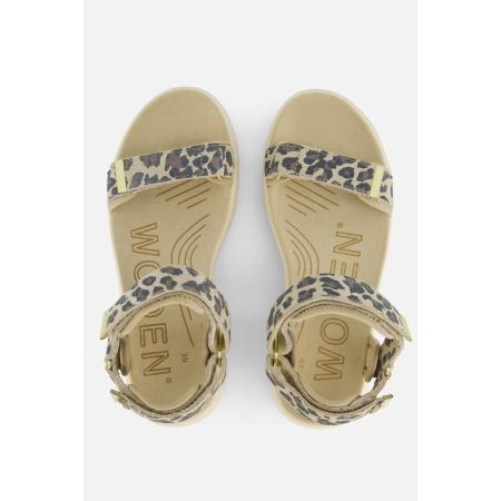 Woden Line Leopard Sandalen beige Leer