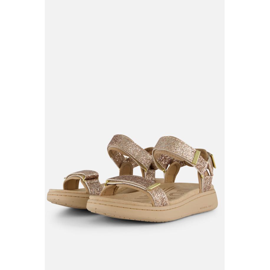 Woden Lite Line Sandalen beige Textiel Bruin